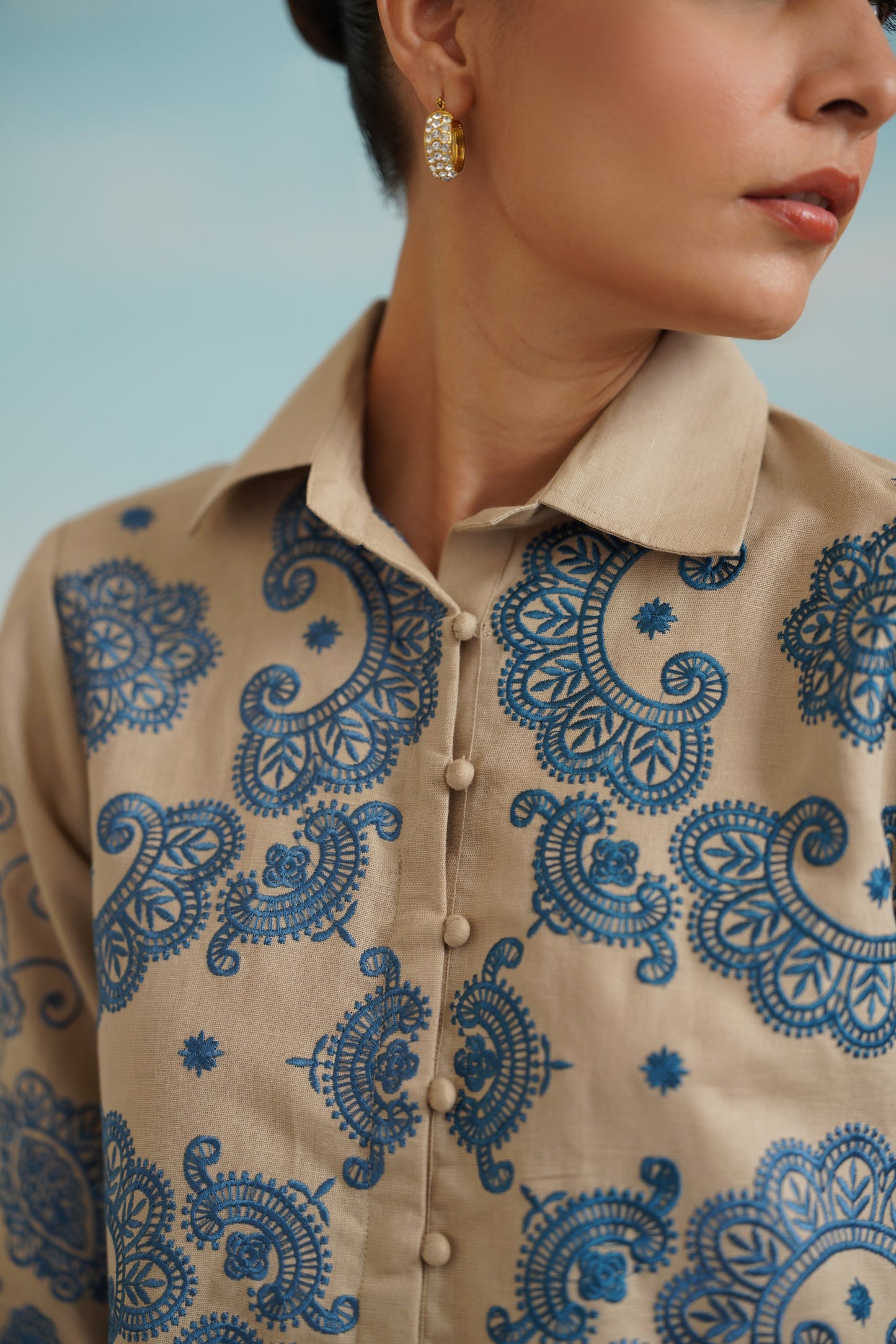 Zermin Cotton Linen Embroidered Matching Set - Neetika Chopra