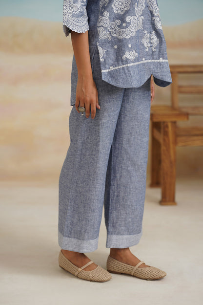 Aditi Pure Linen Embroidered Matching Set - Neetika Chopra