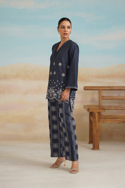 Denim Embroidered  Matching Set - Neetika Chopra