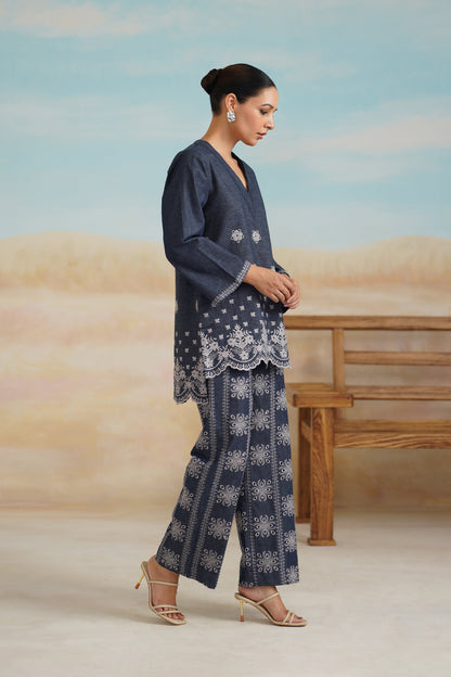 Denim Embroidered  Matching Set - Neetika Chopra