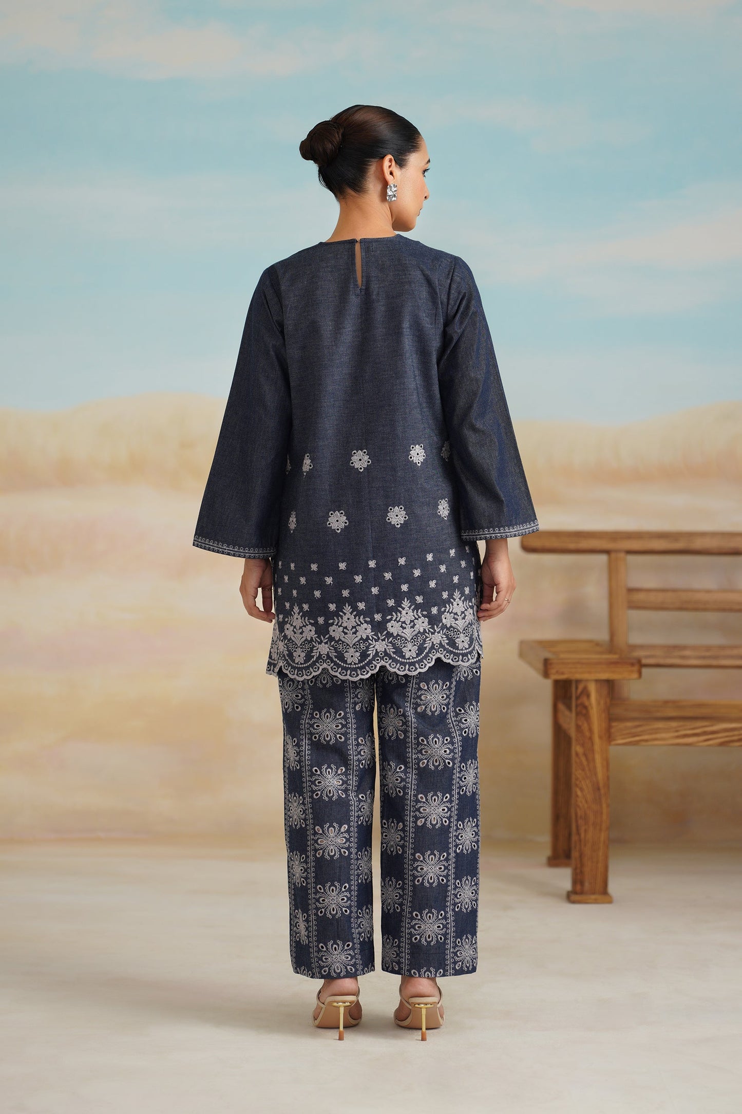 Denim Embroidered  Matching Set - Neetika Chopra