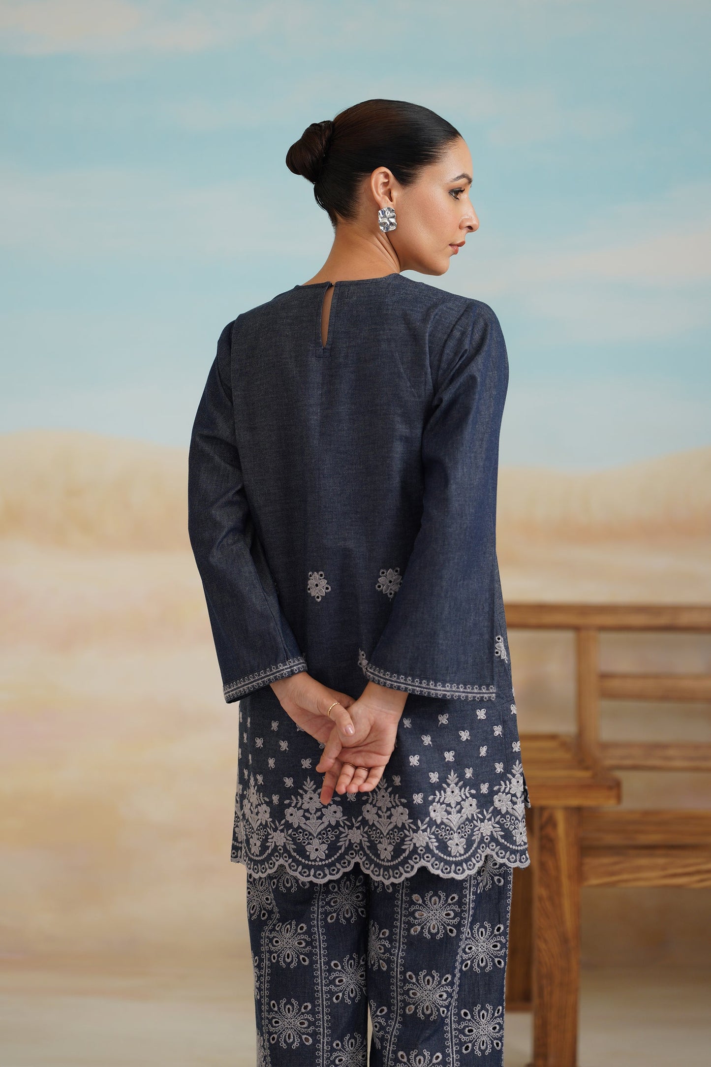 Denim Embroidered  Matching Set - Neetika Chopra