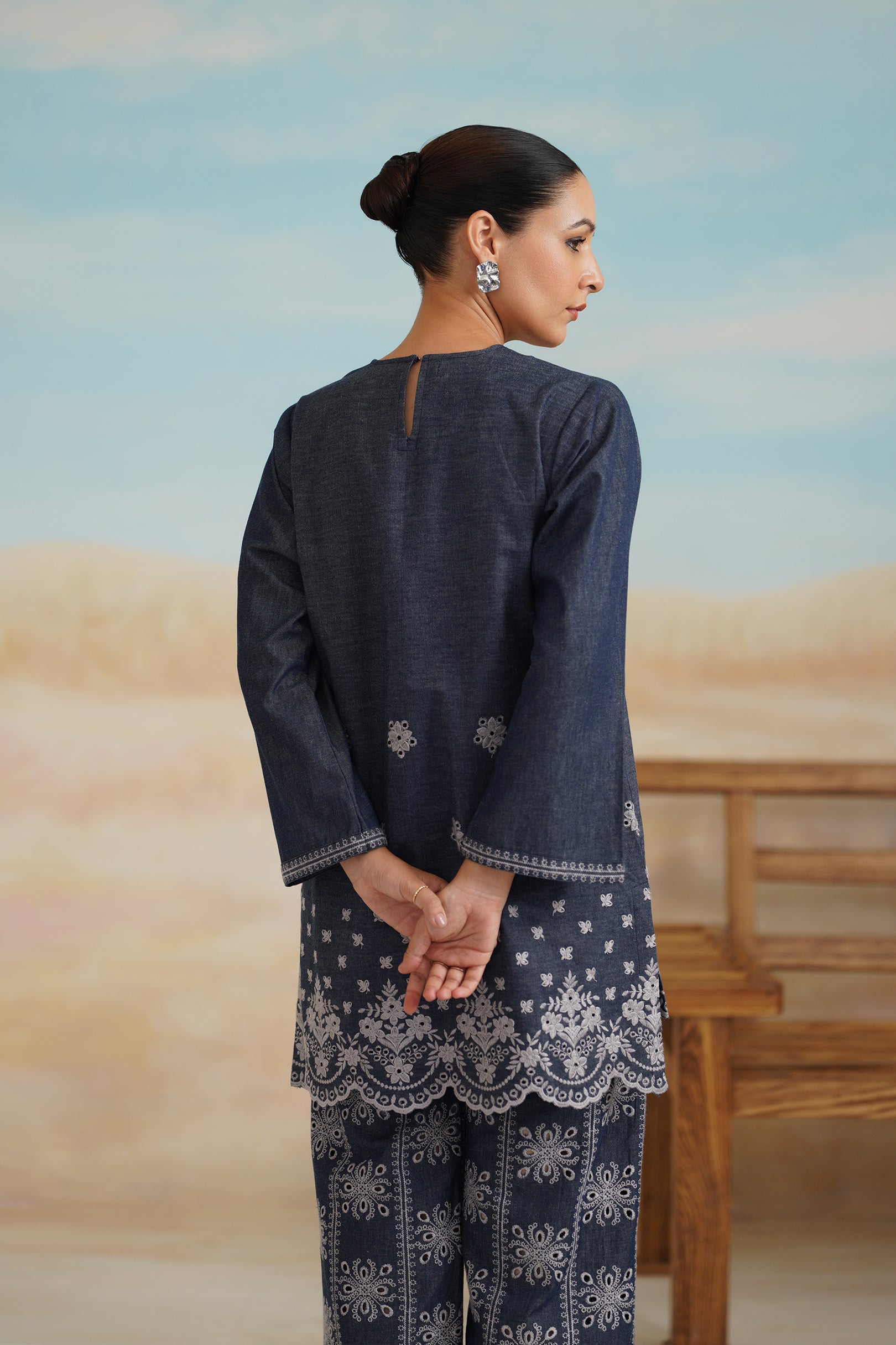 Denim Embroidered  Matching Set - Neetika Chopra