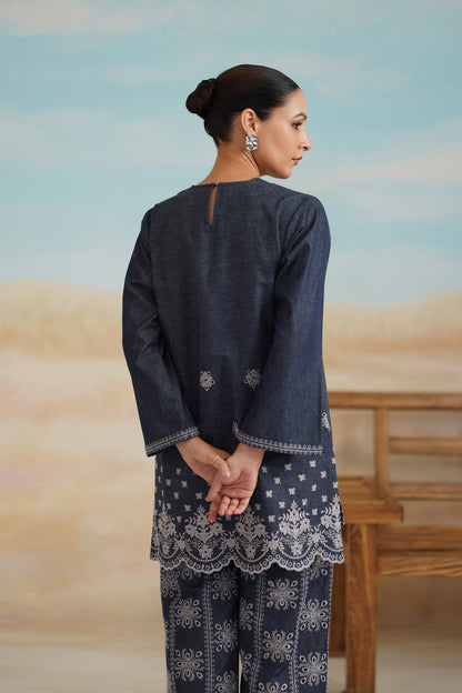 Denim Embroidered  Matching Set - Neetika Chopra