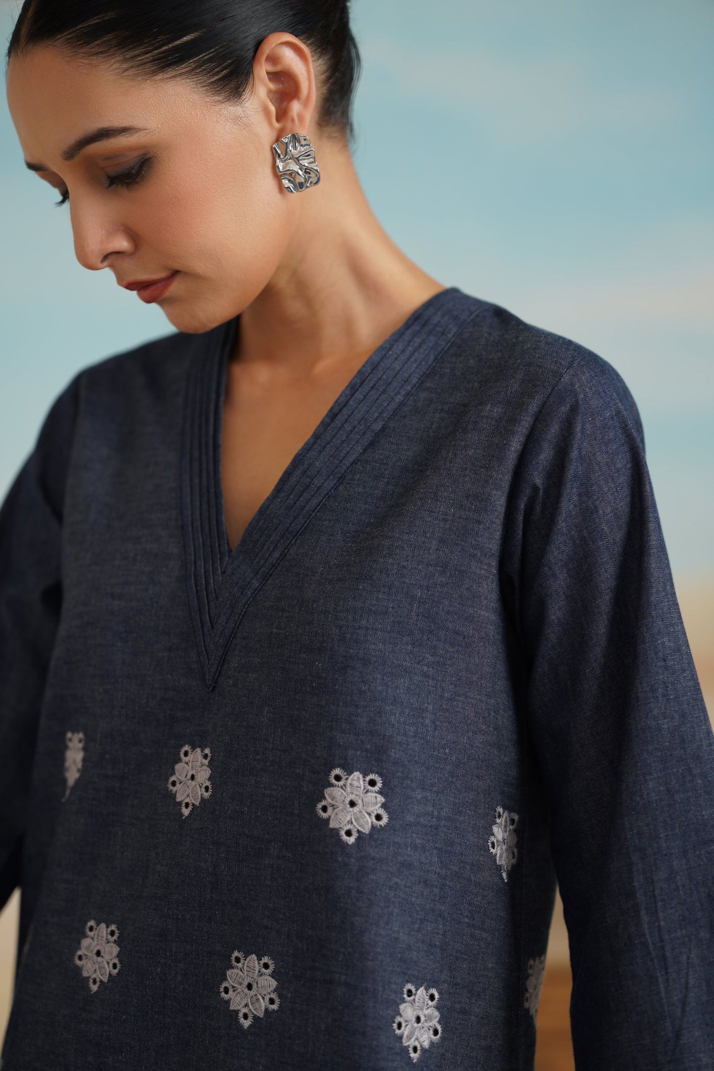 Denim Embroidered  Matching Set - Neetika Chopra