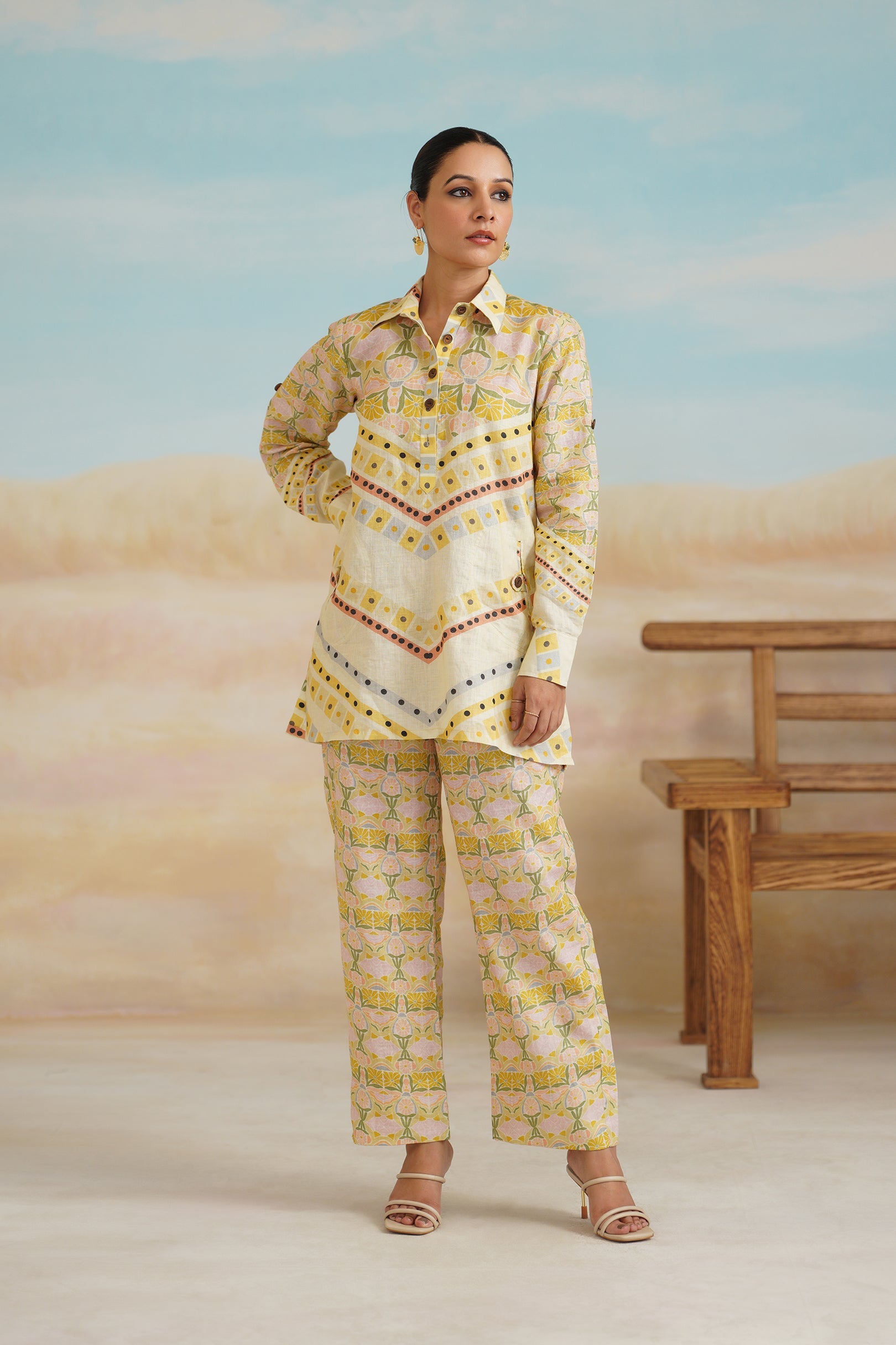Topaz Pure Linen Printed Matching Set - Neetika Chopra