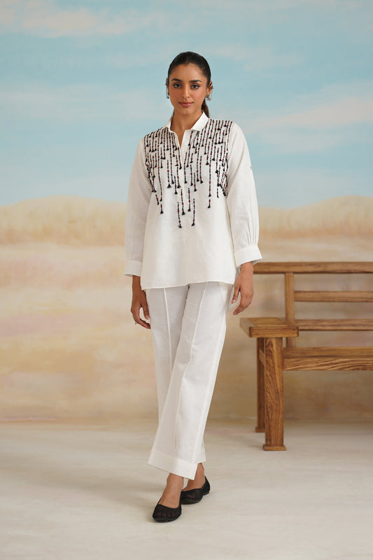 Shafak Cotton Linen Embroidered Matching set - Neetika Chopra