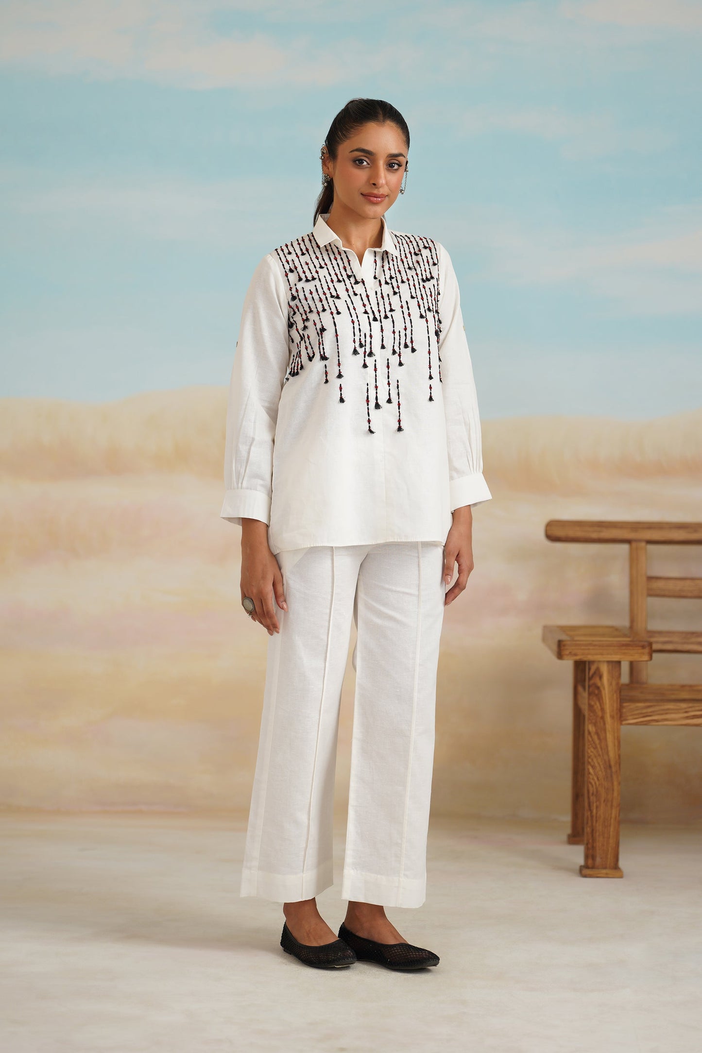 Shafak Cotton Linen Embroidered Matching set - Neetika Chopra