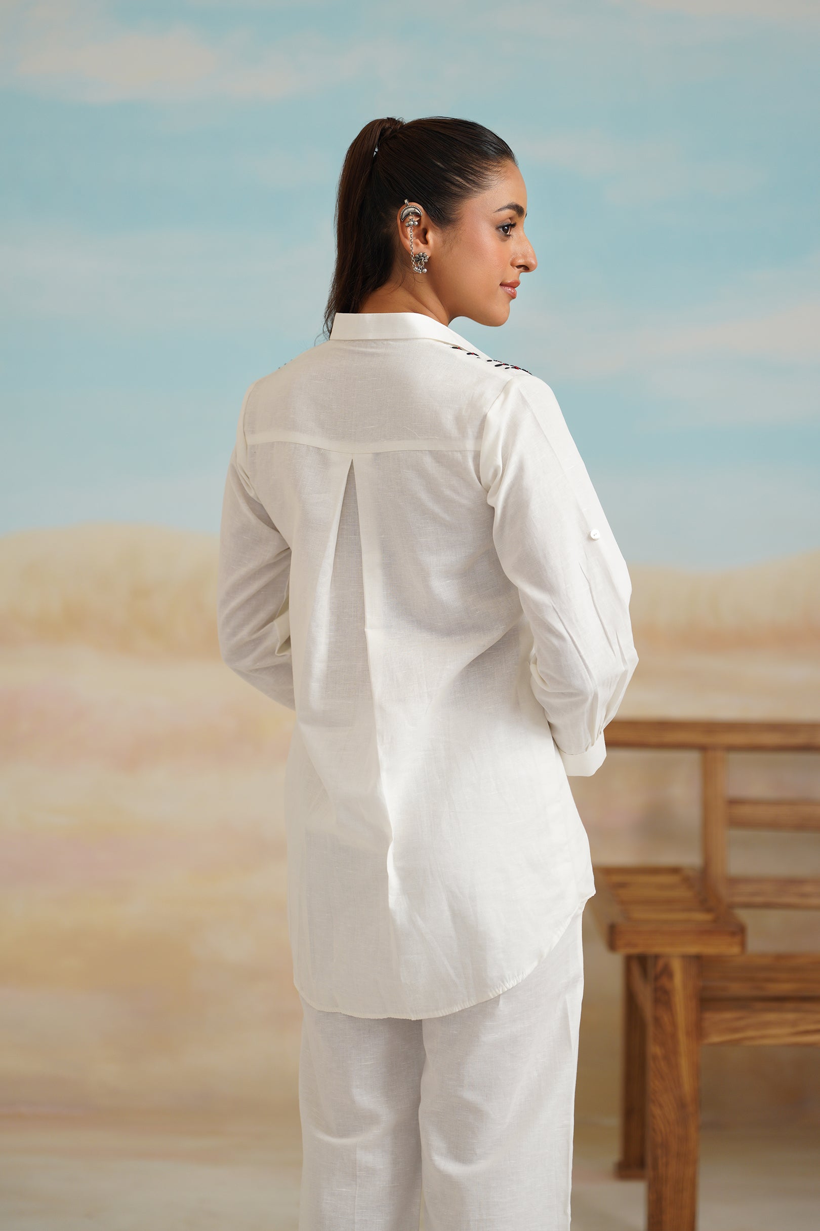 Shafak Cotton Linen Embroidered Matching set - Neetika Chopra
