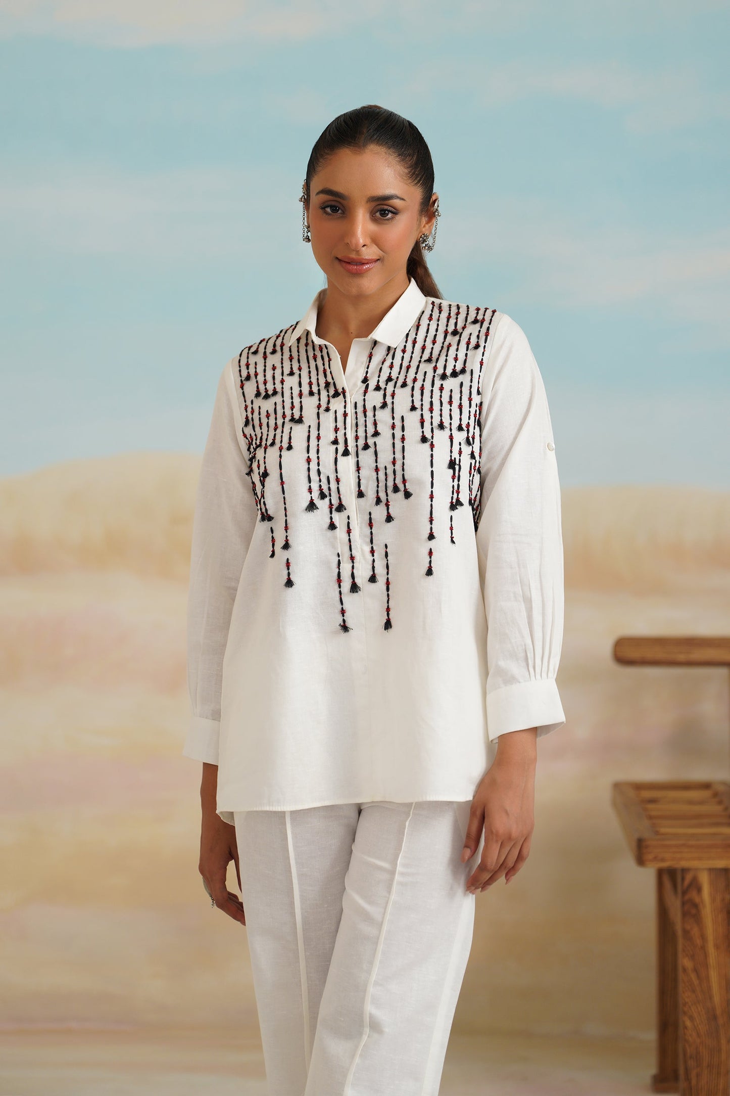 Shafak Cotton Linen Embroidered Matching set - Neetika Chopra