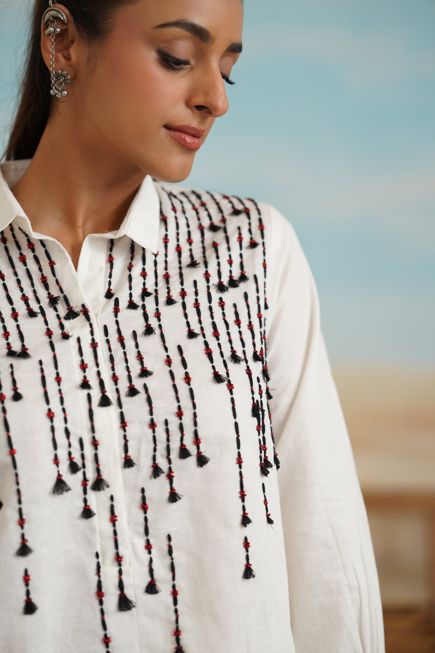 Shafak Cotton Linen Embroidered Matching set - Neetika Chopra