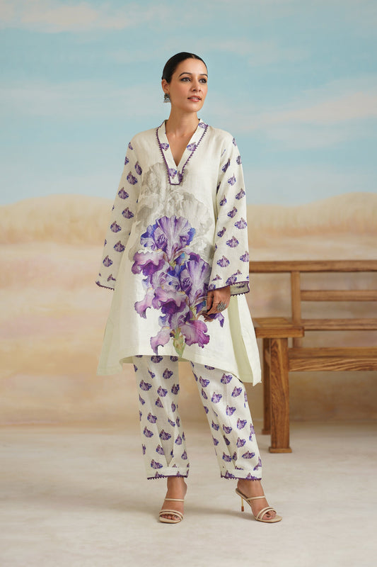 Orchid Pure Linen Printed Matching Set - Neetika Chopra