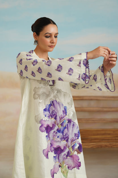 Orchid Pure Linen Printed Top - Neetika Chopra