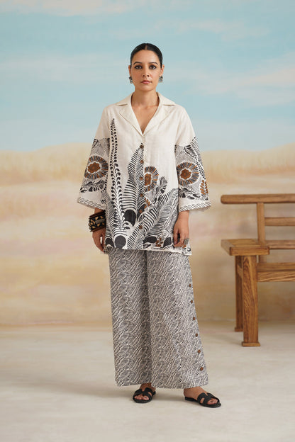 Stellar Pure Linen Printed Matching Set - Neetika Chopra