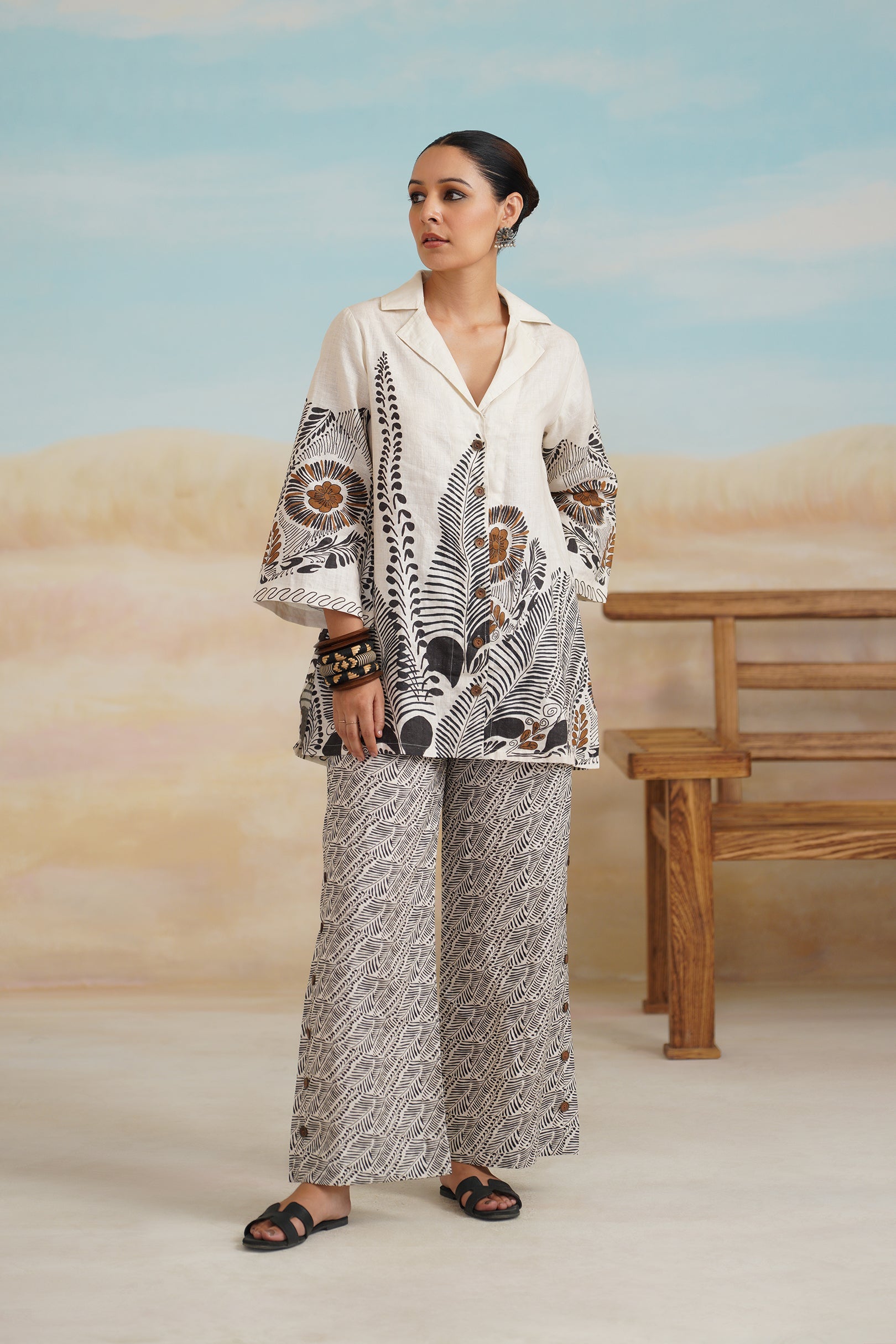 Stellar Pure Linen Printed Matching Set - Neetika Chopra
