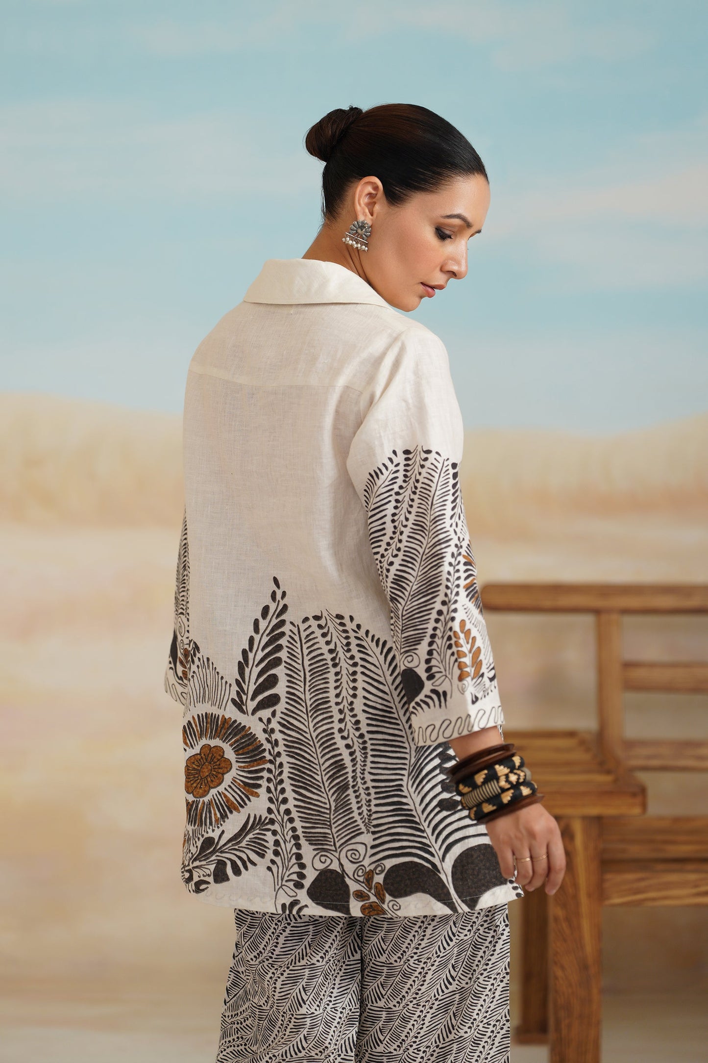 Stellar Pure Linen Printed Matching Set - Neetika Chopra