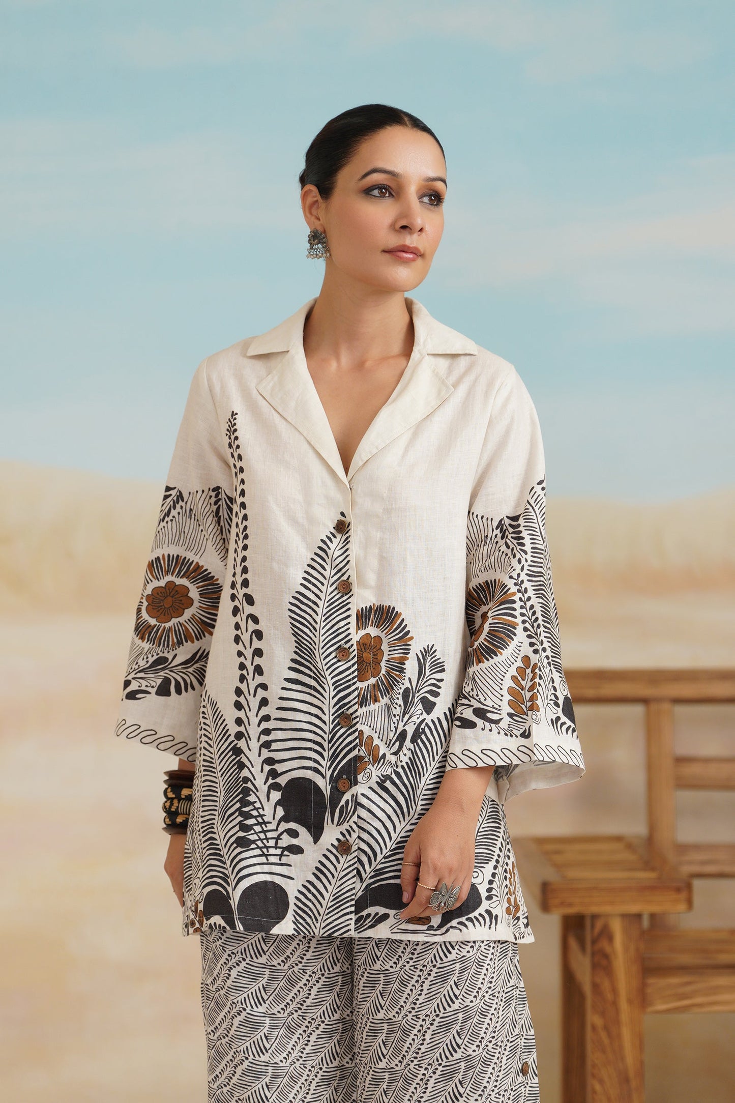 Stellar Pure Linen Printed Top - Neetika Chopra