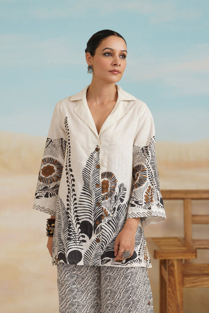 Stellar Pure Linen Printed Top - Neetika Chopra