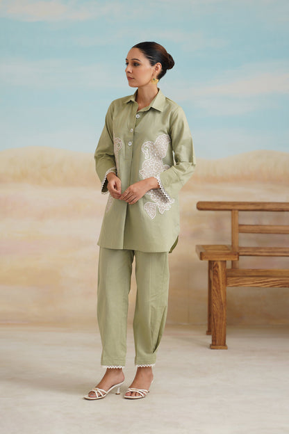 Ishika Cotton Linen Embroidered Matching Set - Neetika Chopra