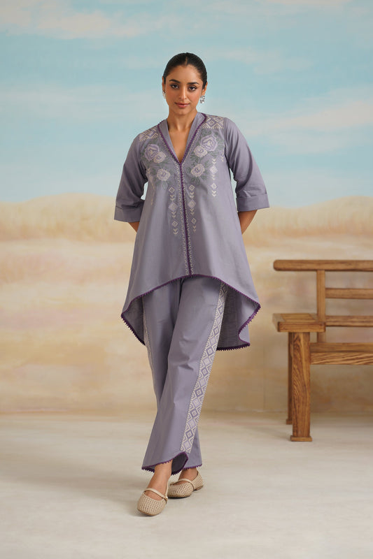 Loveen Cotton Linen Embroidered Matching Set - Neetika Chopra