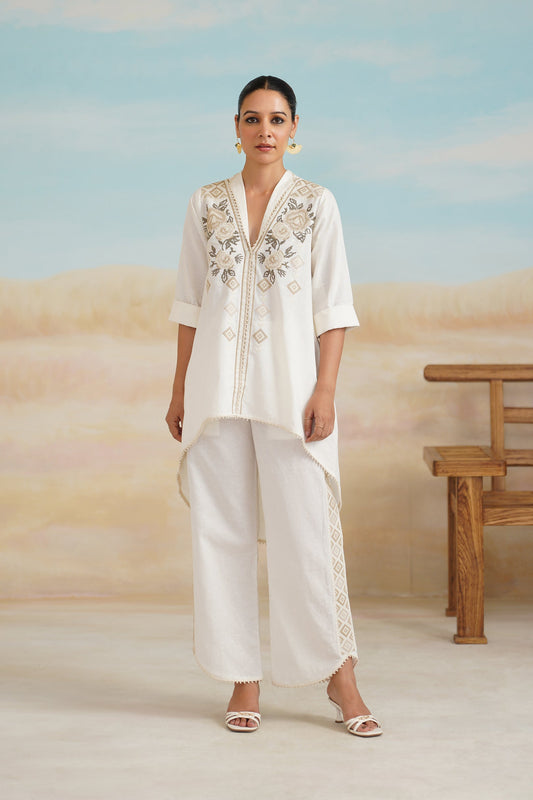 Ruhi Cotton Linen Embroidered Matching Set - Neetika Chopra