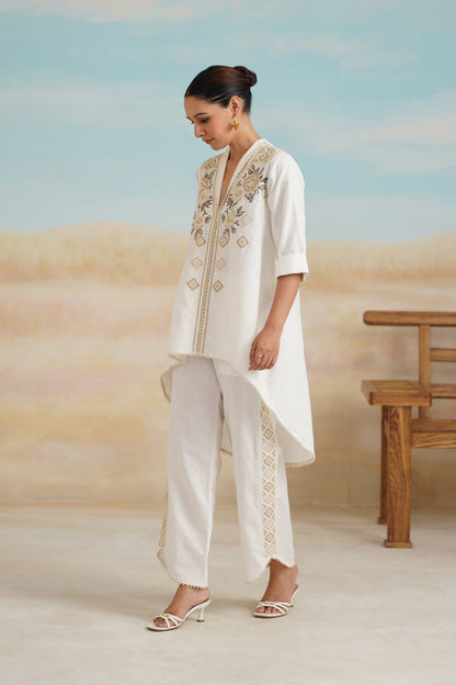 Ruhi Cotton Linen Embroidered Matching Set - Neetika Chopra