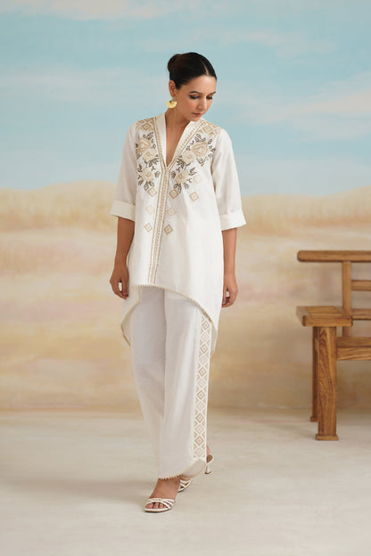 Ruhi Cotton Linen Embroidered Matching Set - Neetika Chopra