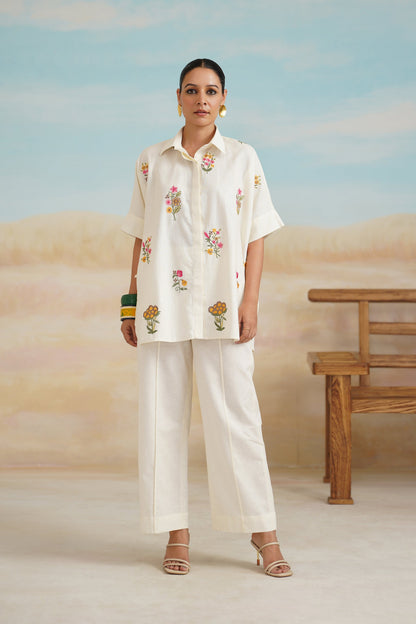 Kshira Pure Linen Embroidered Matching Set - Neetika Chopra