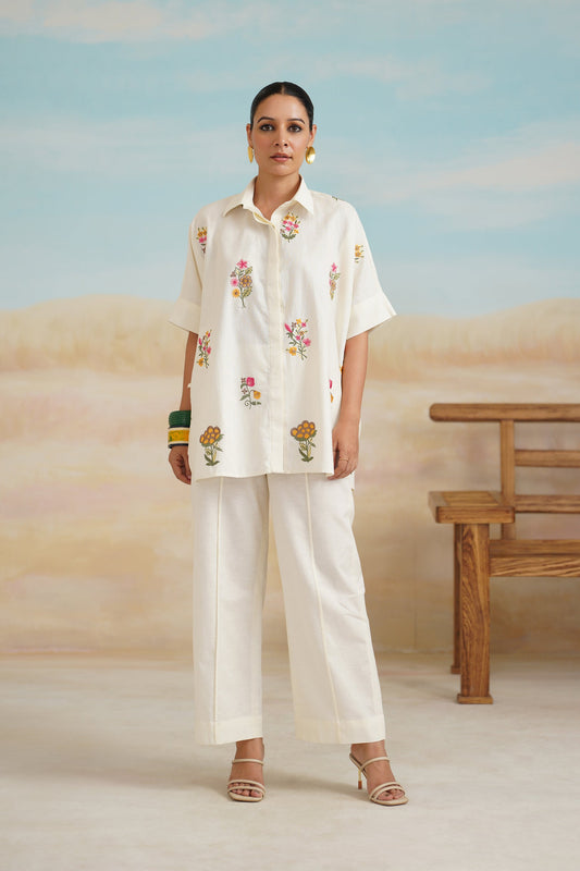 Kshira Pure Linen Embroidered Matching Set - Neetika Chopra