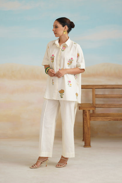 Kshira Pure Linen Embroidered Matching Set - Neetika Chopra