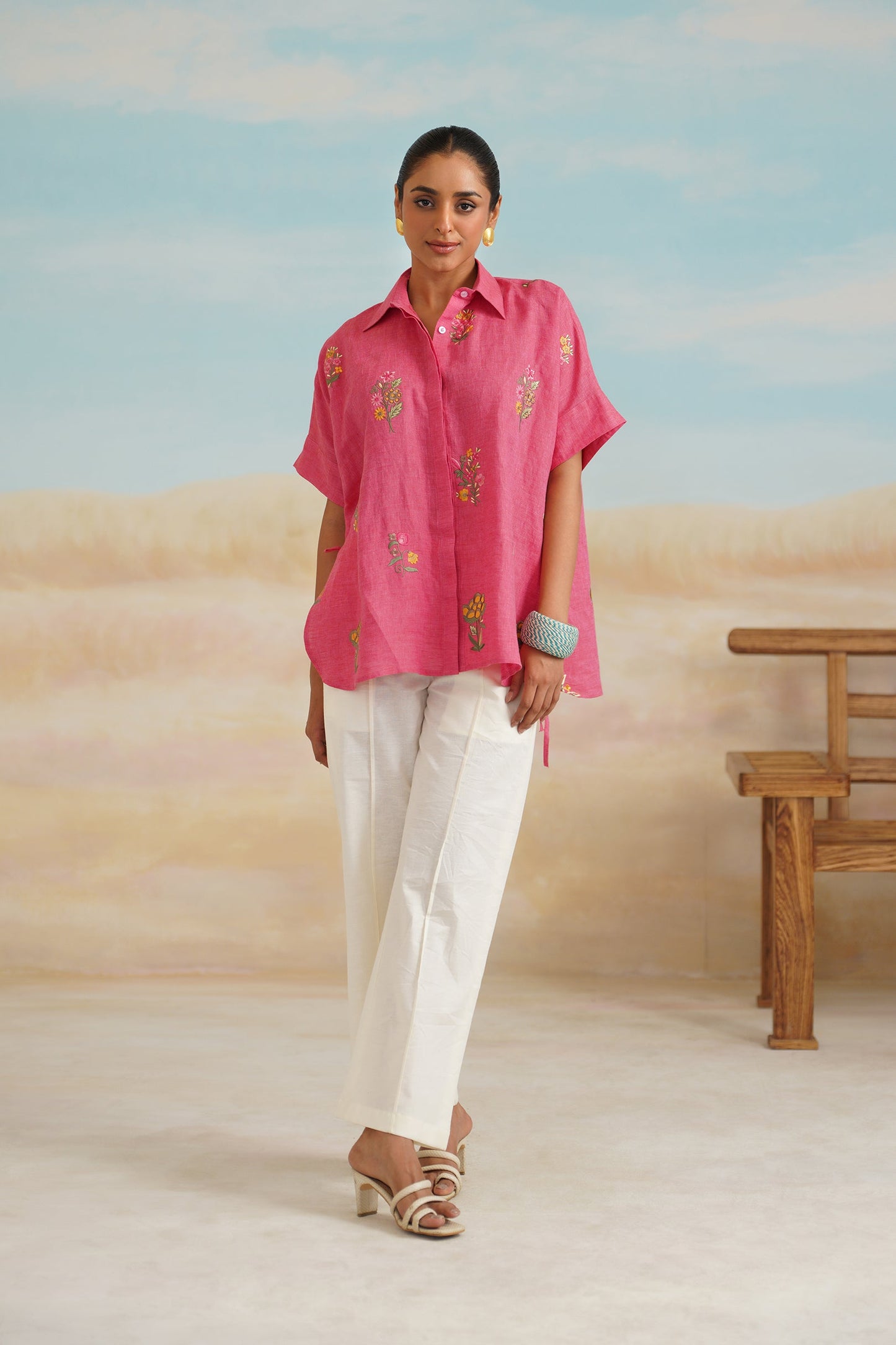 Vriti Pure Linen Embroidered Matching Set - Neetika Chopra