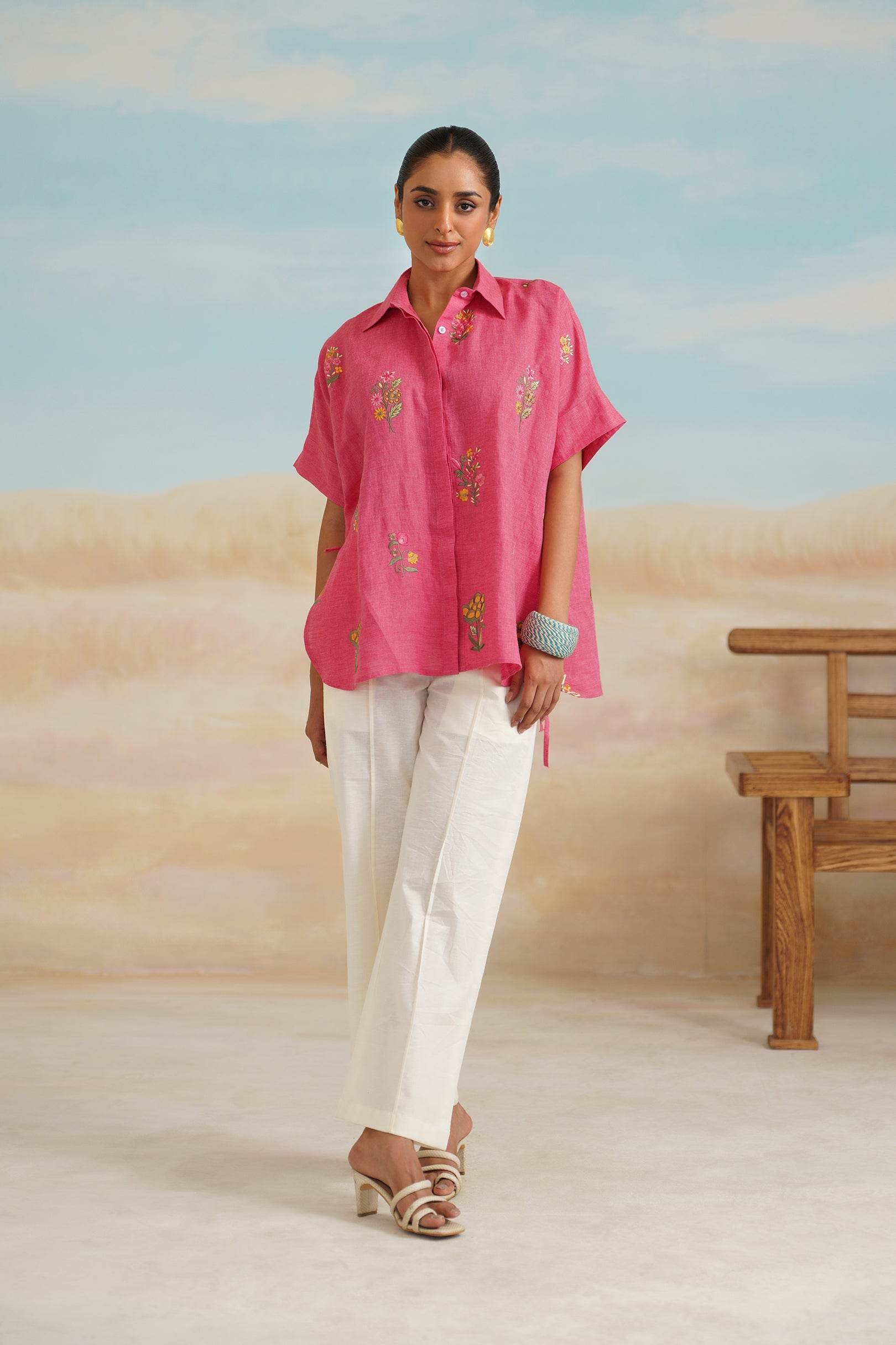 Vriti Pure Linen Embroidered Matching Set - Neetika Chopra