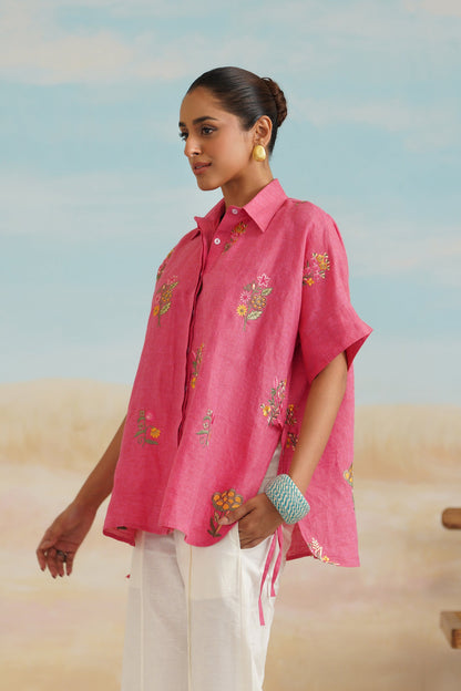 Vriti Pure Linen Embroidered Top - Neetika Chopra