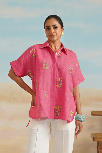 Vriti Pure Linen Embroidered Top - Neetika Chopra