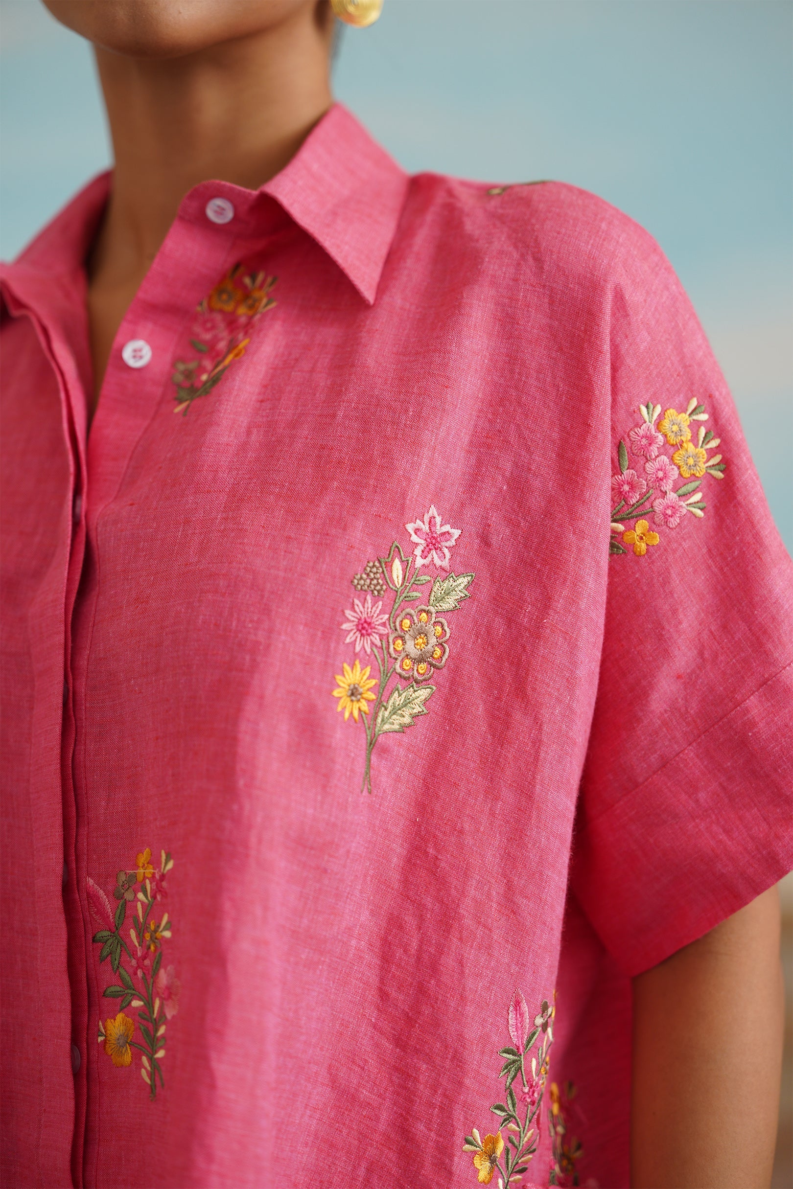 Vriti Pure Linen Embroidered Top - Neetika Chopra