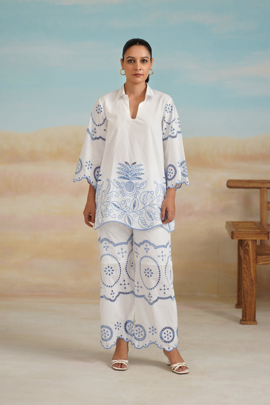 Aster Poplin Cotton Embroidered Matching Set - Neetika Chopra