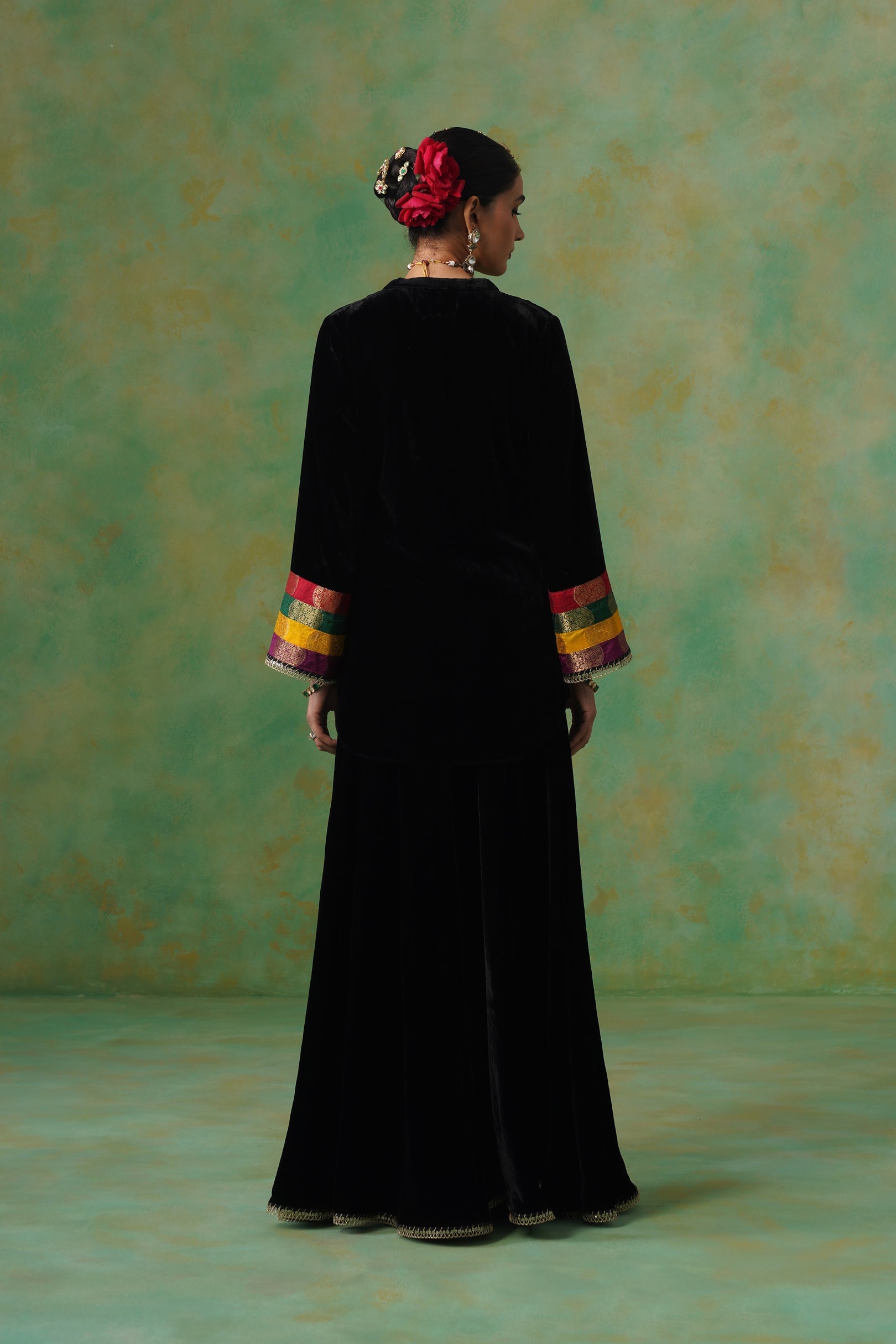 Miraya Embroidered Velvet Sharara Set - Neetika Chopra