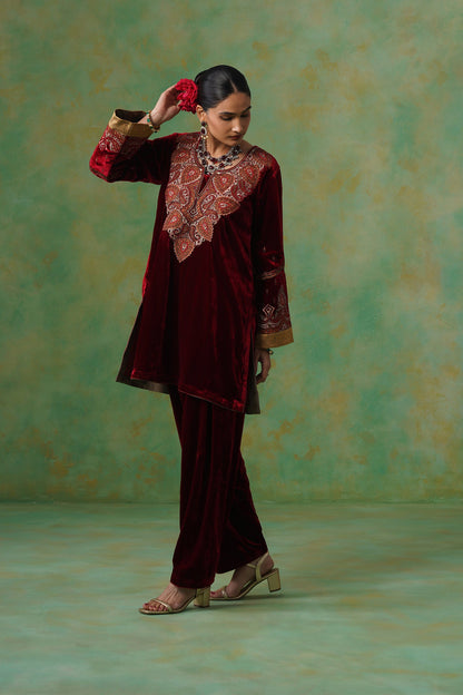 Jaya Embroidered Velvet Suit Set - Neetika Chopra