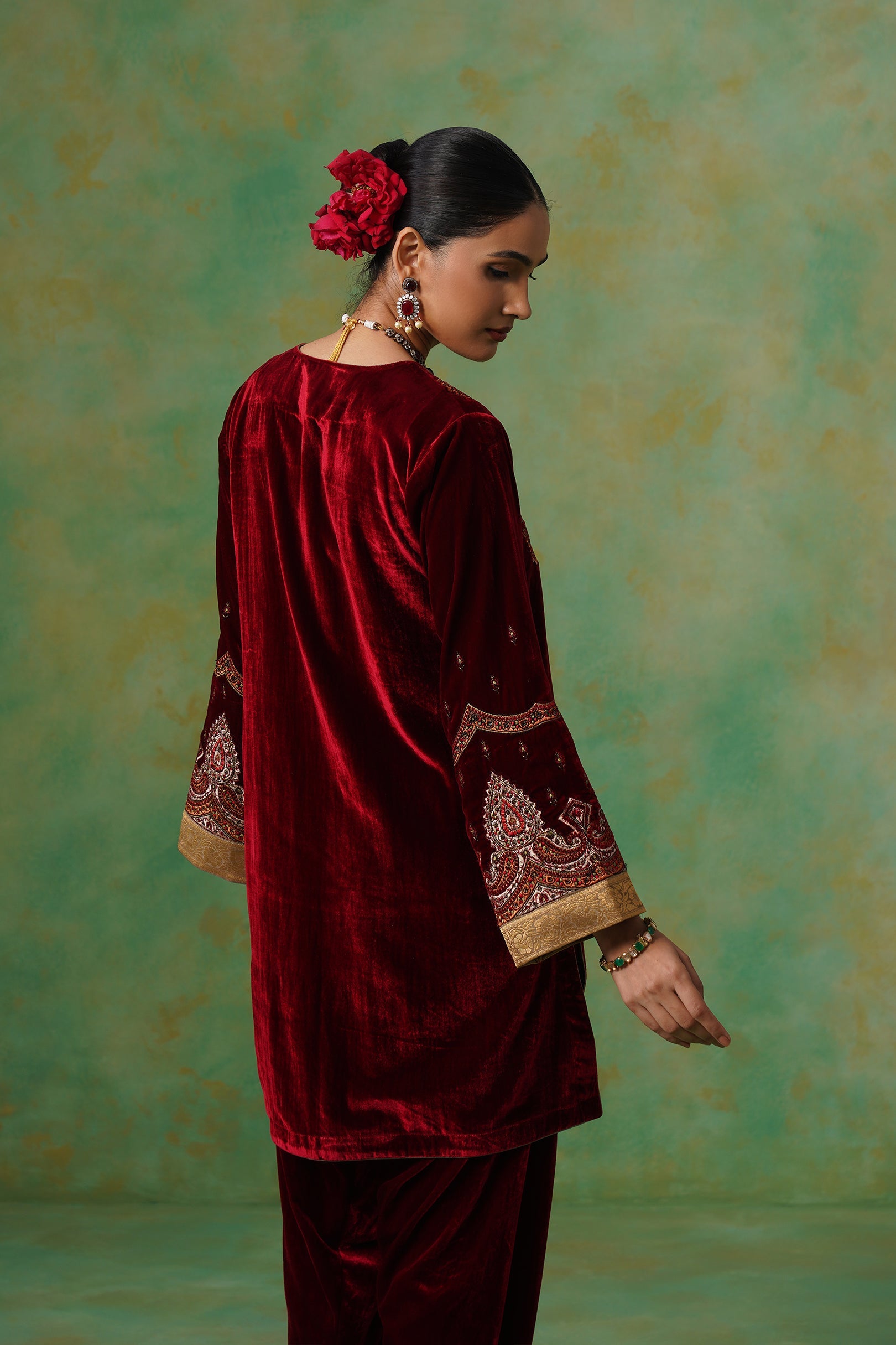 Jaya Embroidered Velvet Suit Set - Neetika Chopra