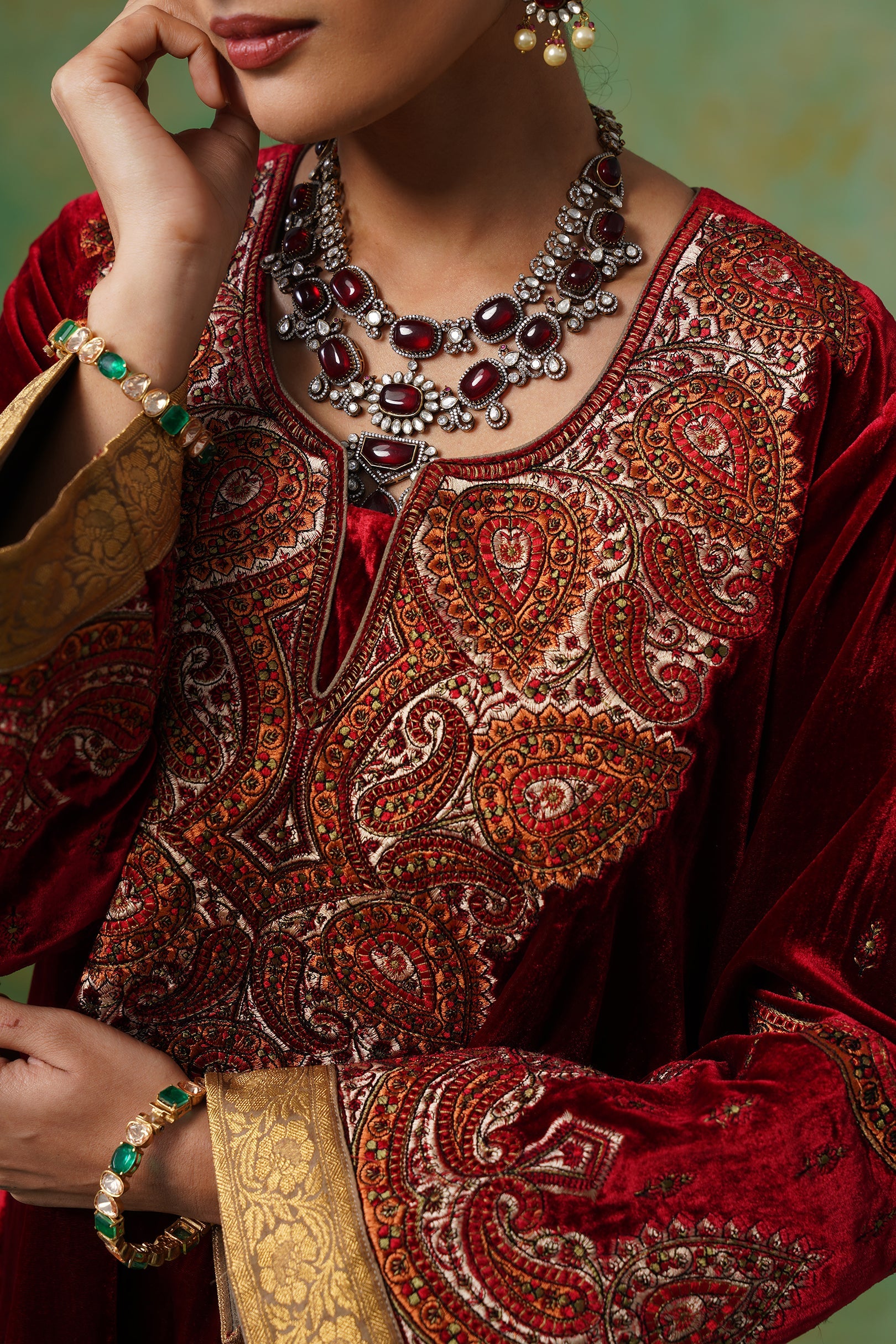 Jaya Embroidered Velvet Suit Set - Neetika Chopra