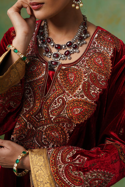 Jaya Embroidered Velvet Suit Set - Neetika Chopra