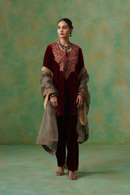 Jaya Embroidered Velvet Suit Set - Neetika Chopra