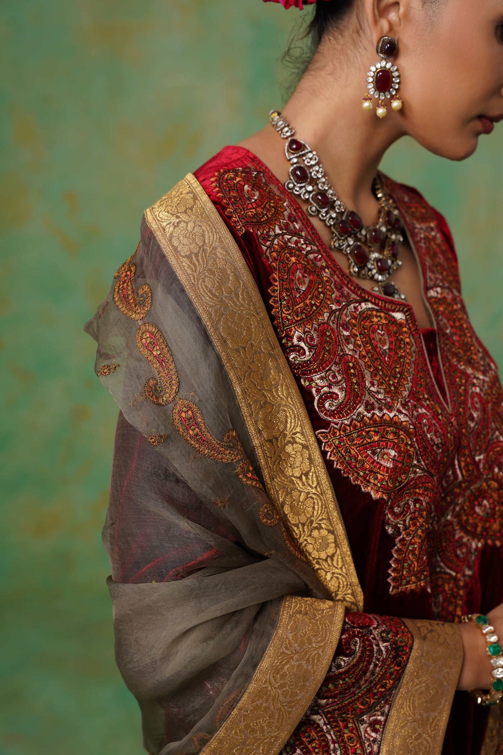 Jaya Embroidered Velvet Suit Set - Neetika Chopra