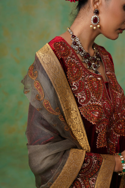 Jaya Embroidered Velvet Suit Set - Neetika Chopra