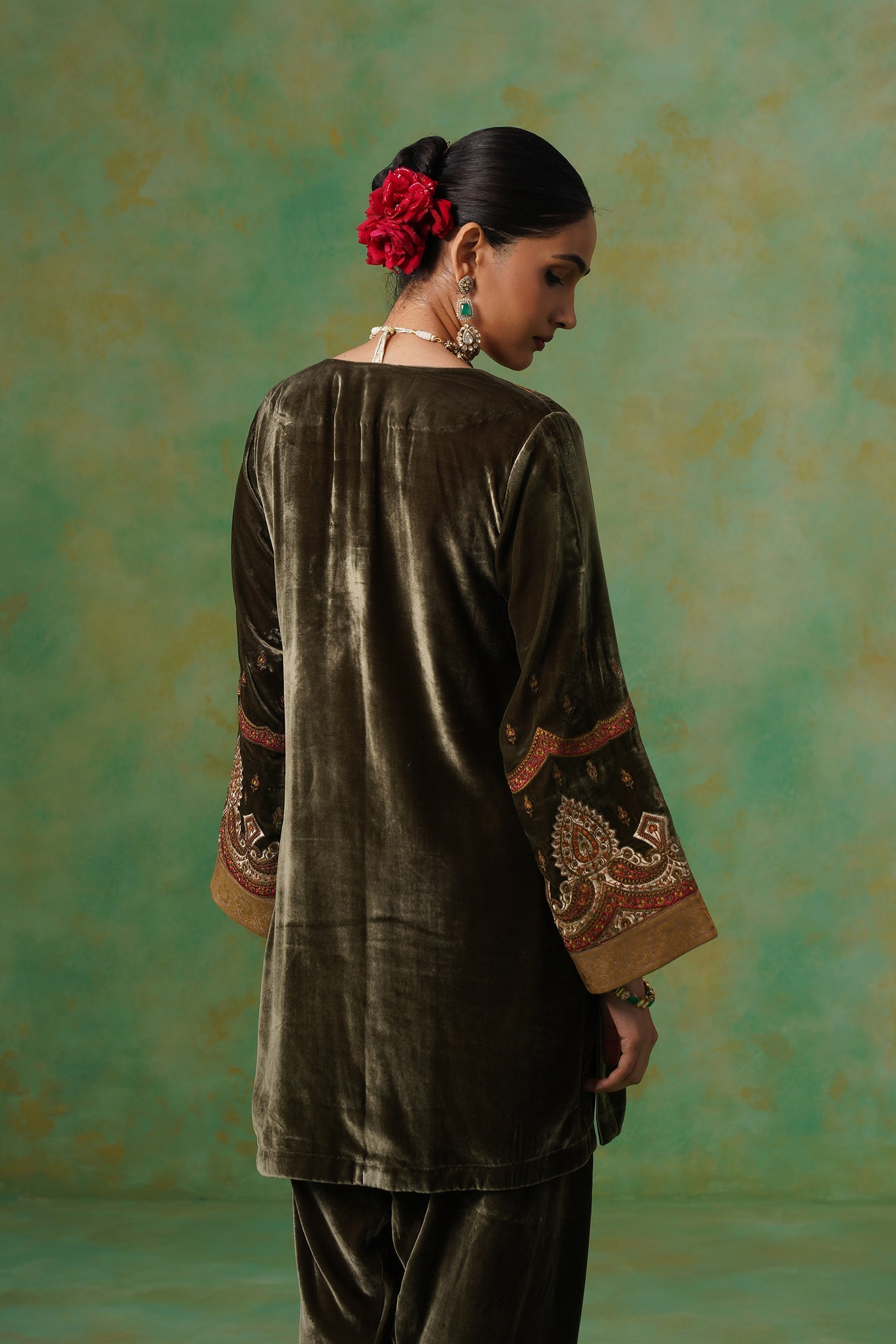 Girija Embroidered Velvet Suit Set - Neetika Chopra