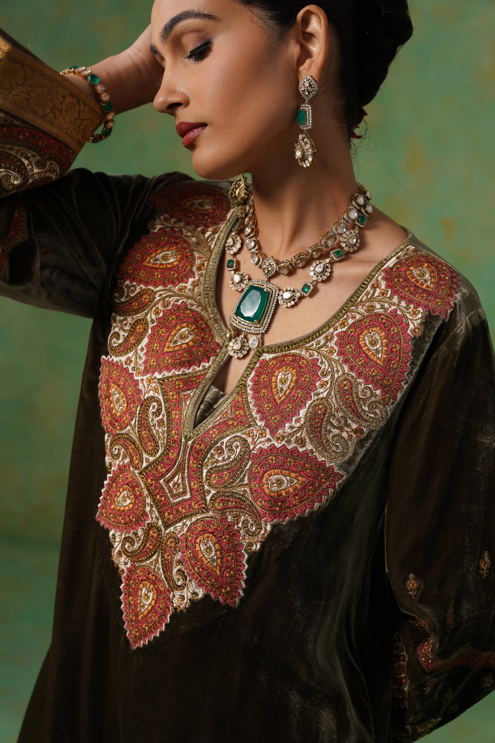 Girija Embroidered Velvet Suit Set - Neetika Chopra