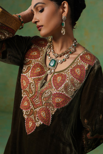 Girija Embroidered Velvet Suit Set - Neetika Chopra