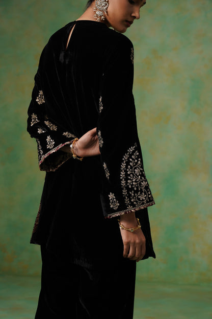 Anika Velvet Embroidered Matching Set - Neetika Chopra