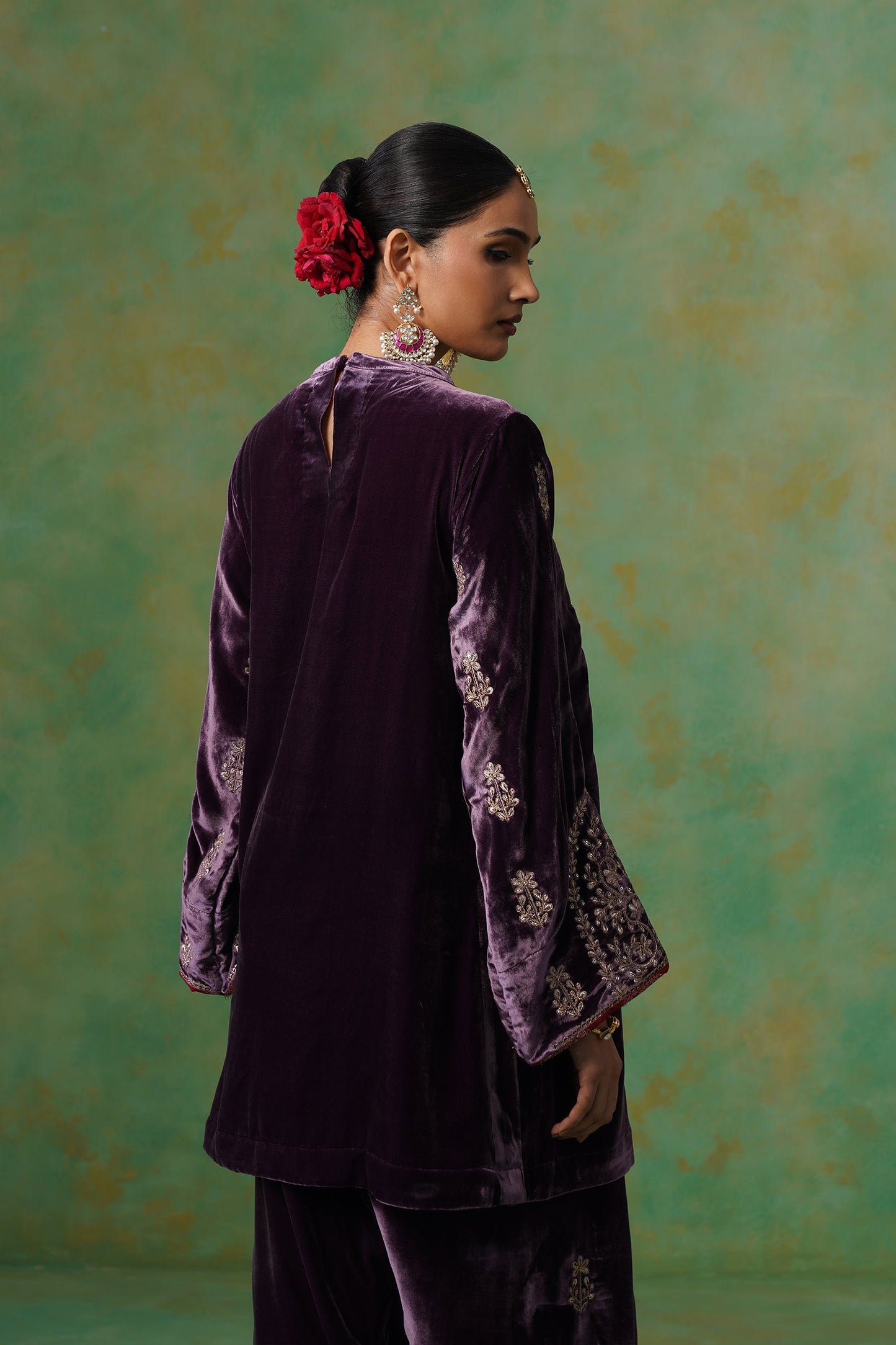 Kripa Velvet Embroidered Matching Set - Neetika Chopra