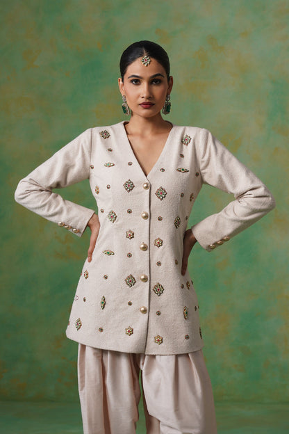 Mahira Tweed Matching Coat Set - Neetika Chopra